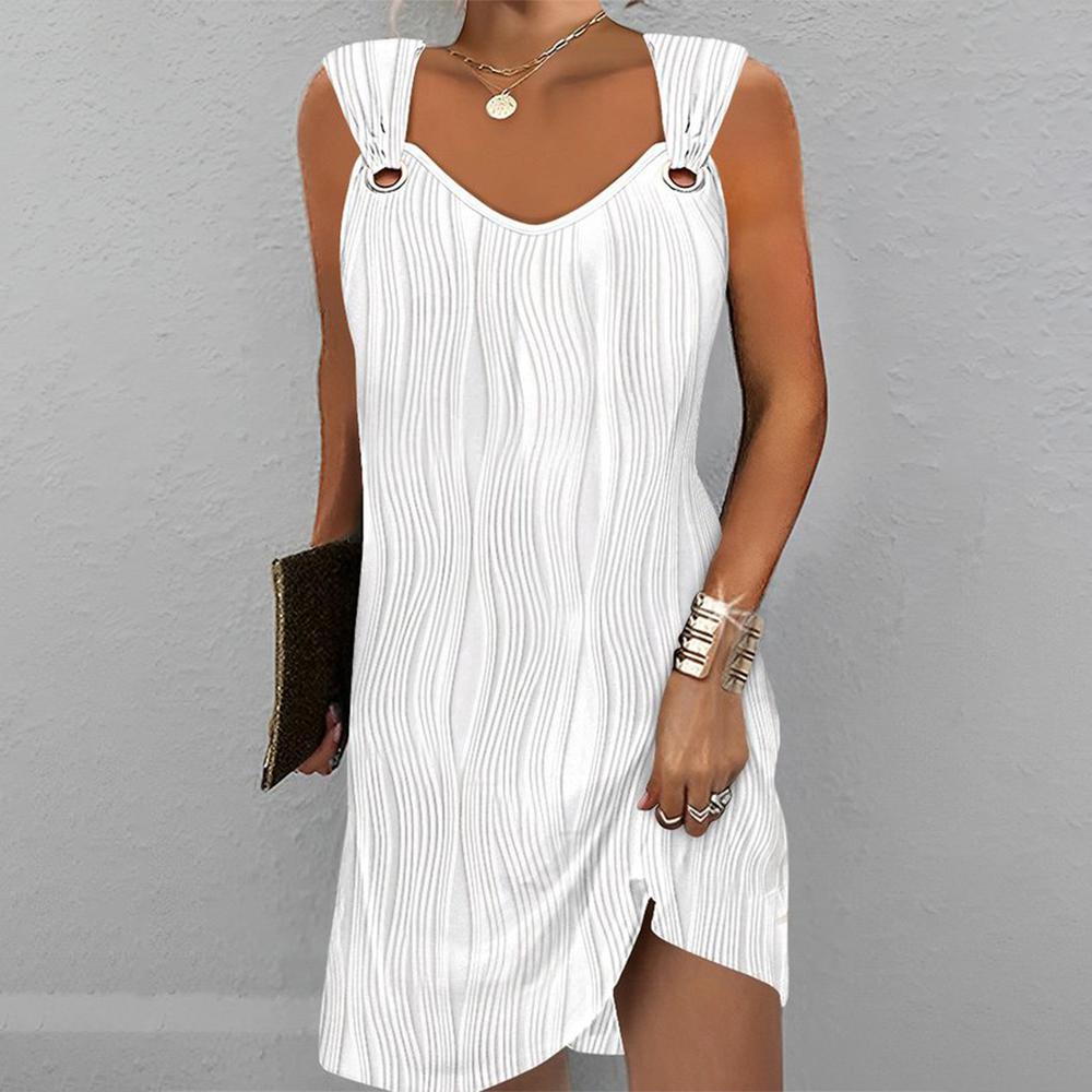 Classic style sleeveless solid mini dress