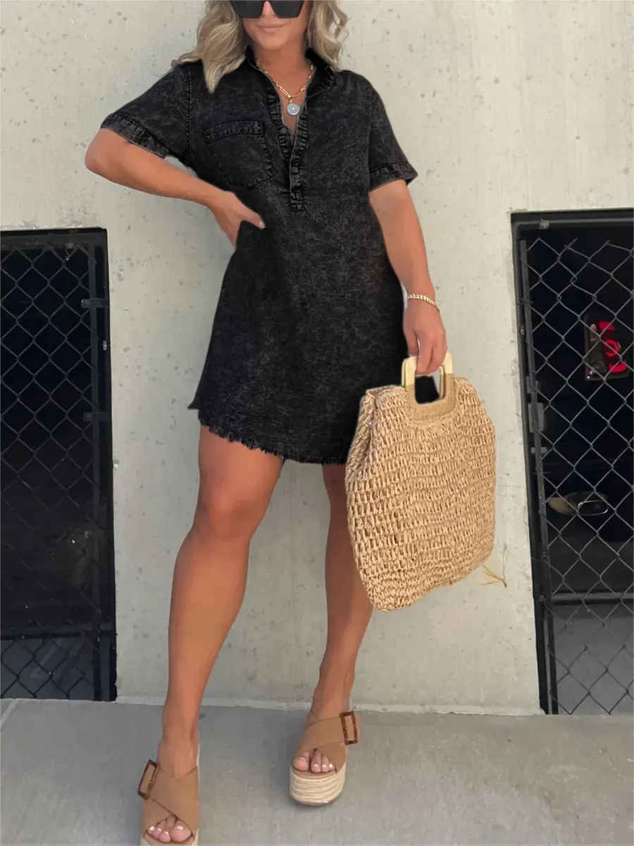 New washed shirt dress for women