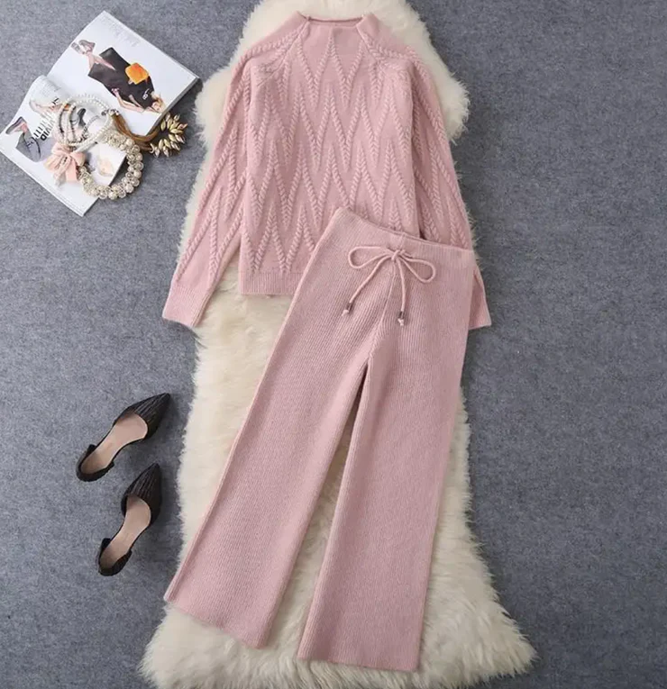 Katy Pink Long Sleeve Two Piece Set