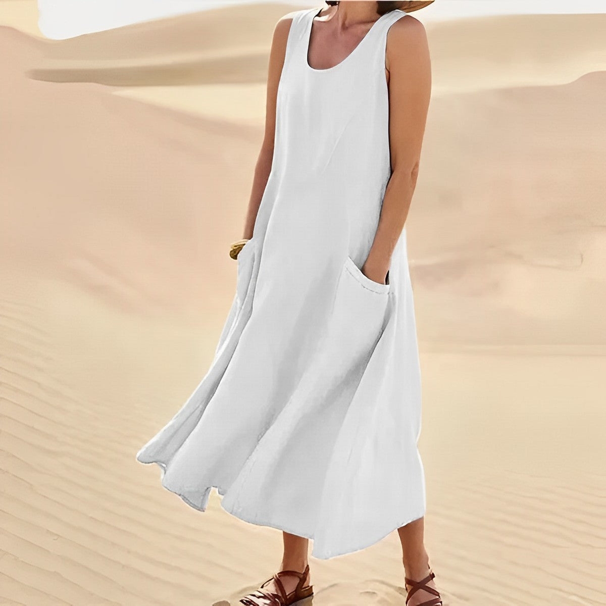 Sleeveless cotton dress for women