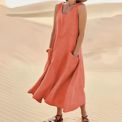 Sleeveless cotton dress for women