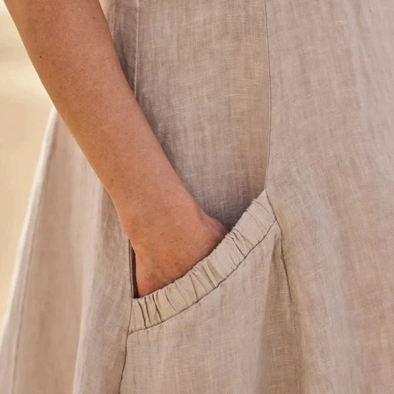 Lola - Sleeveless cotton and linen dress for women