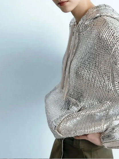 Metallic sweater for women
