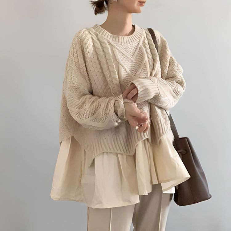 Carla - Apricot round neck sweater