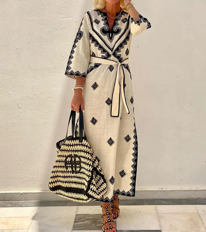 Printed kaftan with baroque border