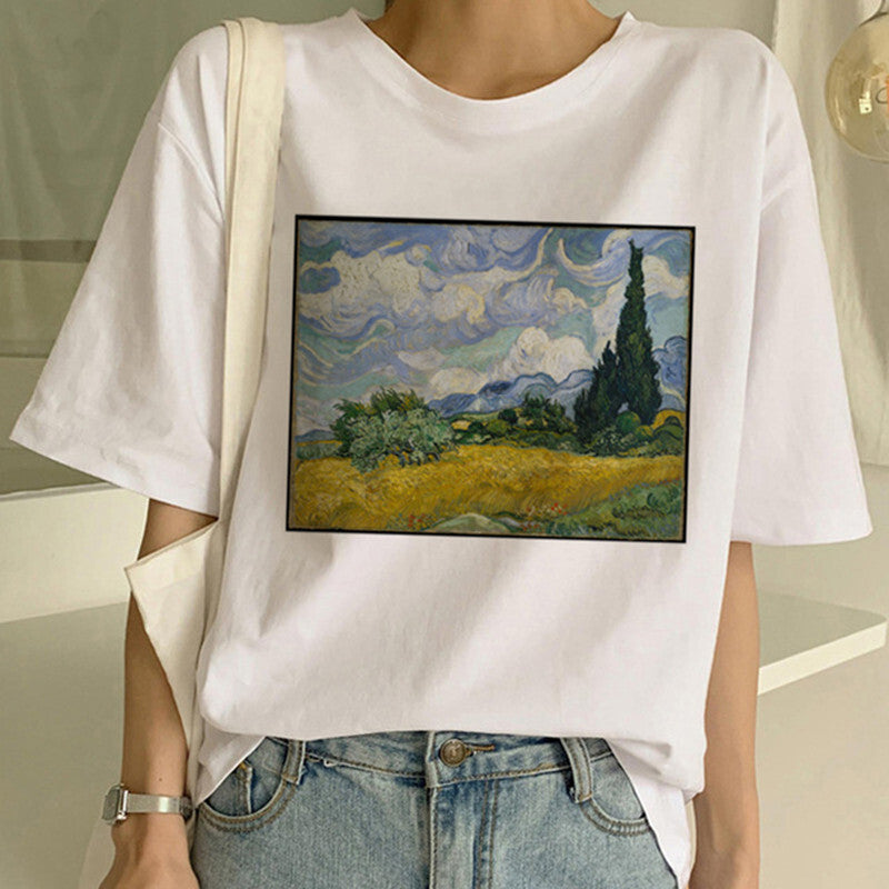 Van Gogh oil painting print T-shirt