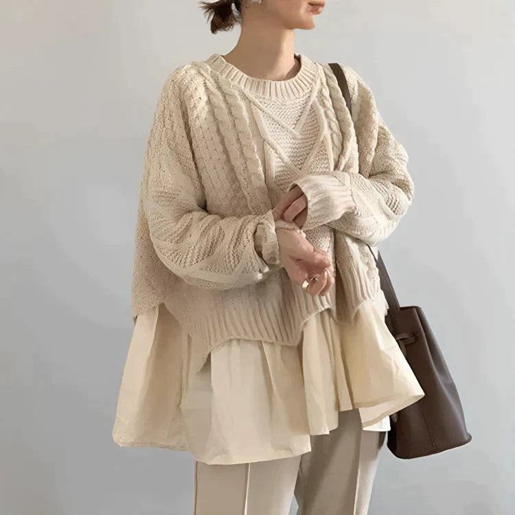 Julia - Apricot round neck sweater
