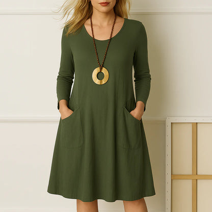 Robe Sophie™ avec Manches Longues — Robe Élégante avec Couverture Raffinée du Ventre