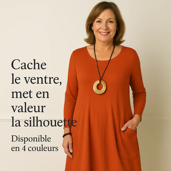 Robe Sophie™ avec Manches Longues — Robe Élégante avec Couverture Raffinée du Ventre