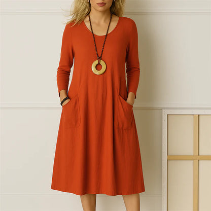 Robe Sophie™ avec Manches Longues — Robe Élégante avec Couverture Raffinée du Ventre