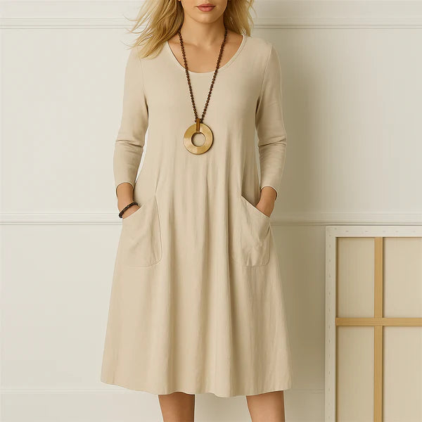 Robe Sophie™ avec Manches Longues — Robe Élégante avec Couverture Raffinée du Ventre