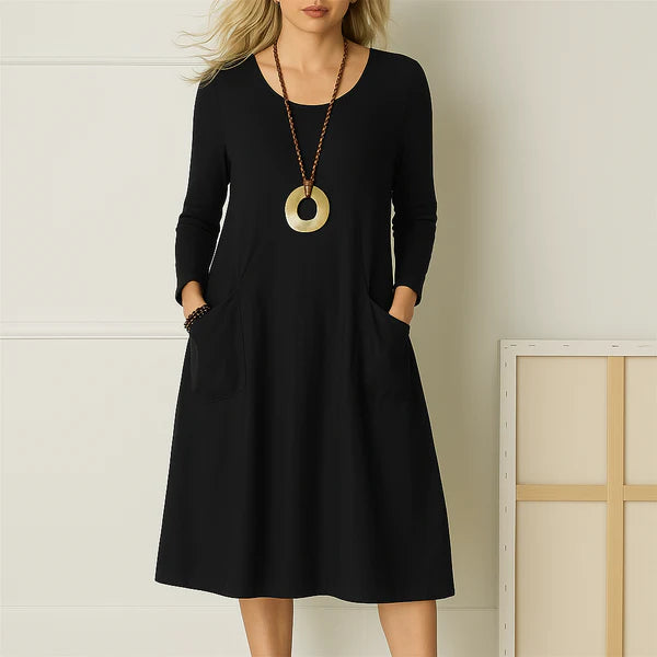 Robe Sophie™ avec Manches Longues — Robe Élégante avec Couverture Raffinée du Ventre