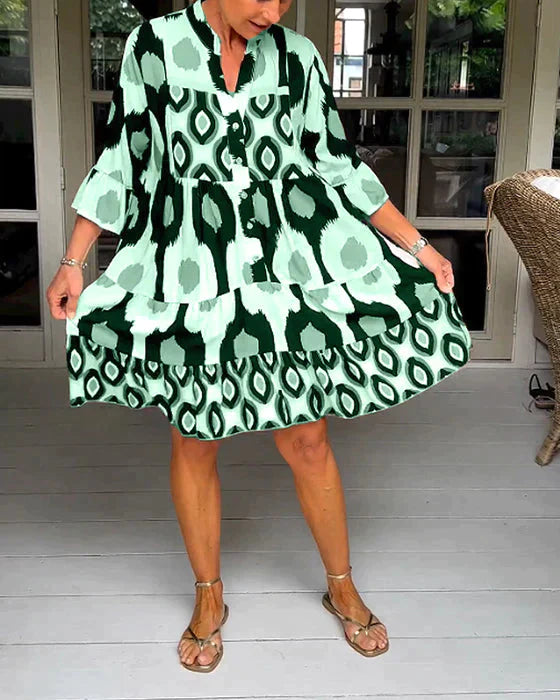 Emma - Pleated dress with spotted pattern