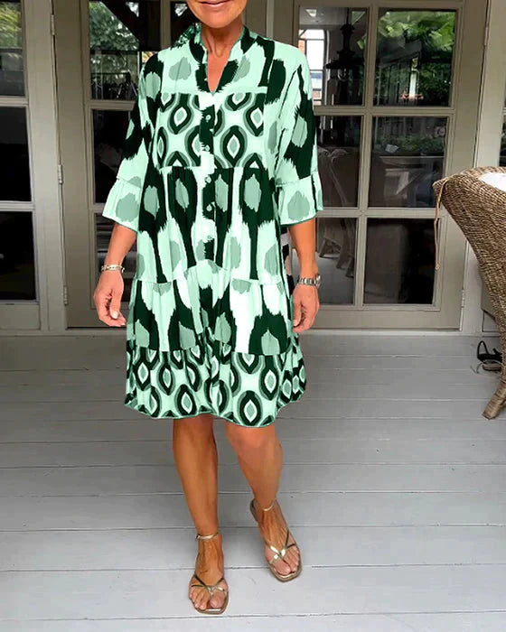 Emma - Pleated dress with spotted pattern