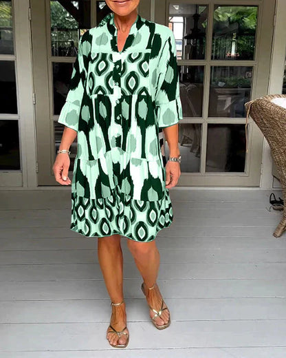 Emma - Pleated dress with spotted pattern
