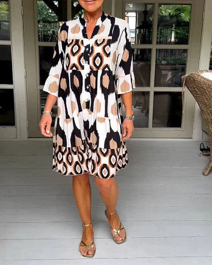 Emma - Pleated dress with spotted pattern
