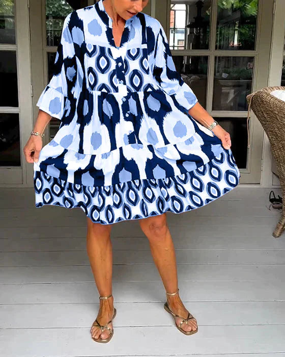 Emma - Pleated dress with spotted pattern