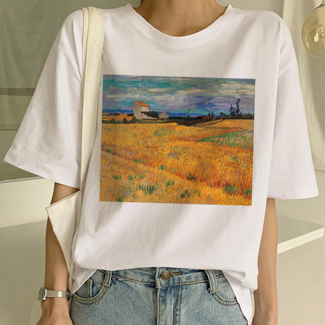 Van Gogh oil painting print T-shirt