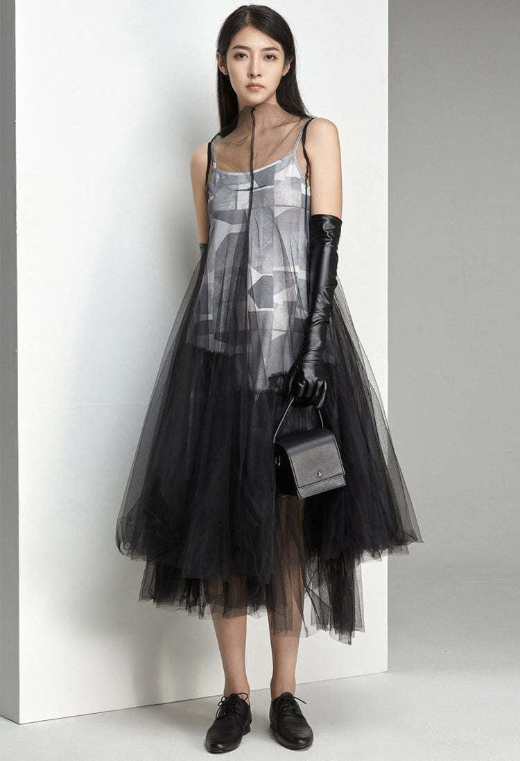 Imprimé maille couture bretelles deux robes