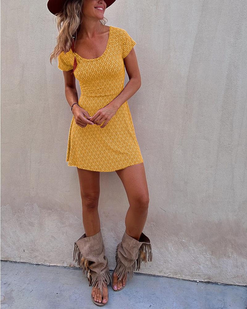 Reversible printed short-sleeved summer dress