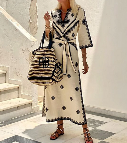 Printed kaftan with baroque border