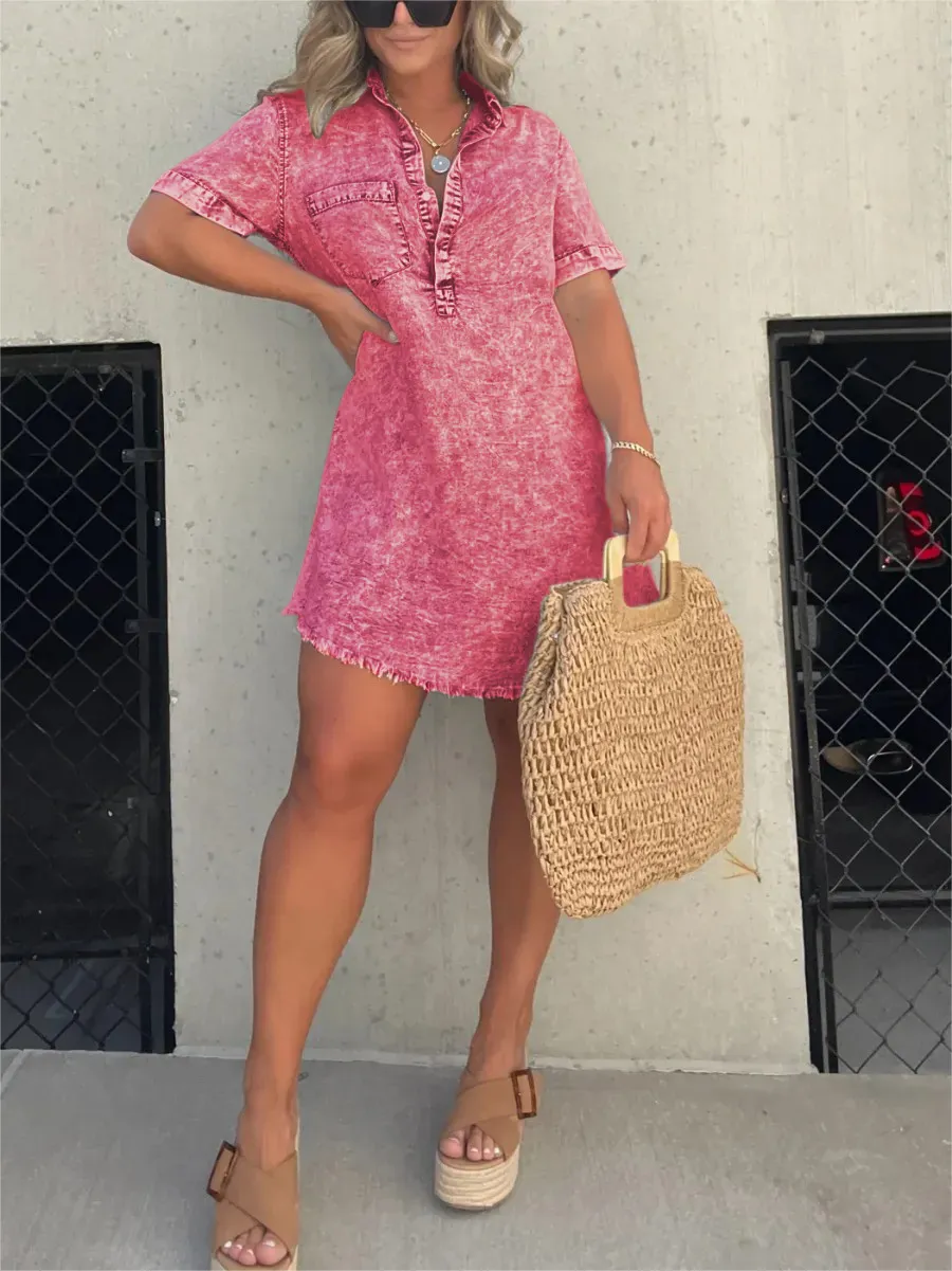 New washed shirt dress for women