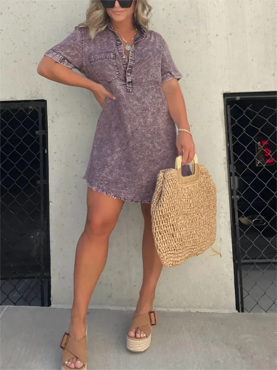New washed shirt dress for women