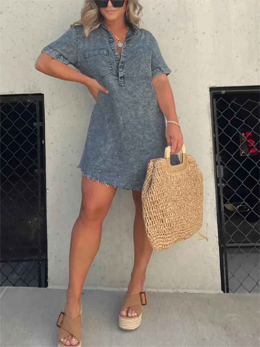 New washed shirt dress for women