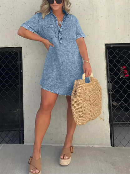 New washed shirt dress for women