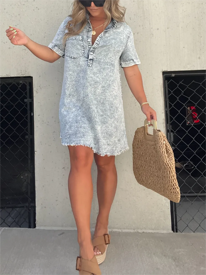New washed shirt dress for women