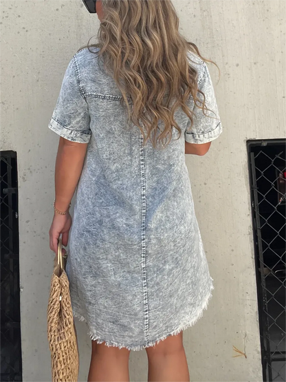 New washed shirt dress for women