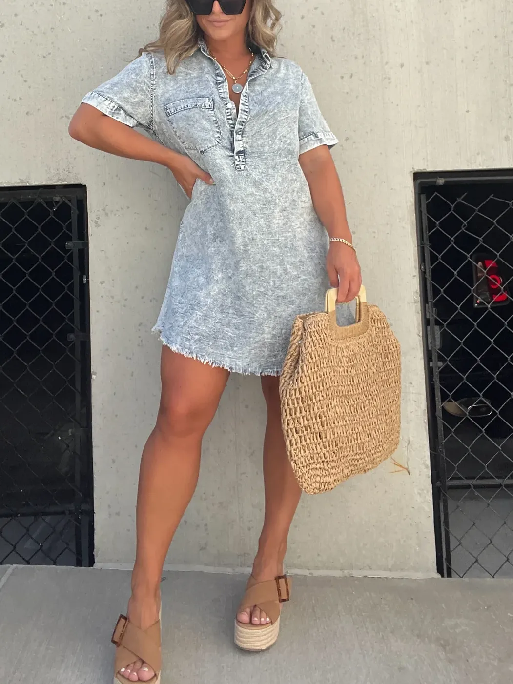 New washed shirt dress for women