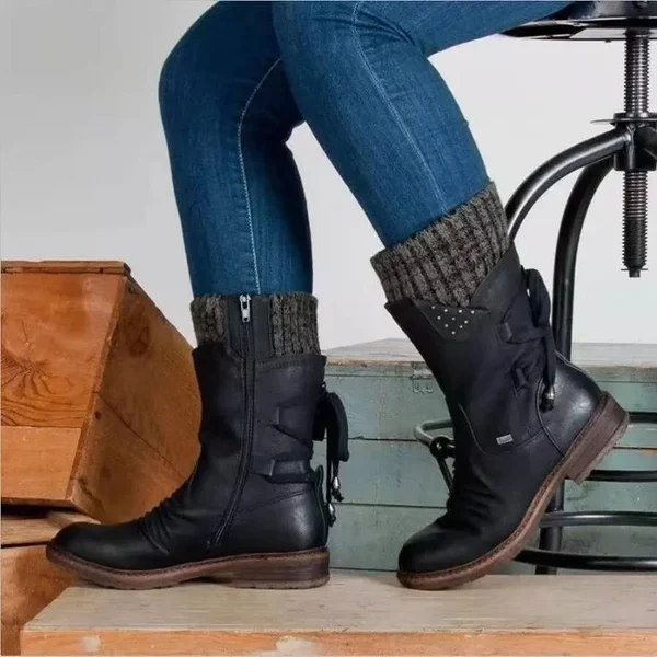 Ruth - Women's warm wool low-barrel boots with orthotic support and arch