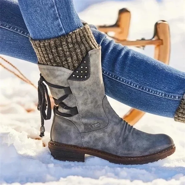 Ruth - Women's warm wool low-barrel boots with orthotic support and arch