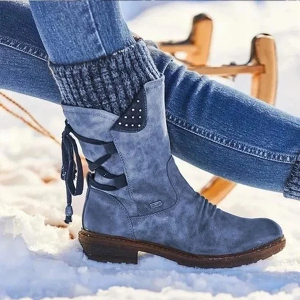 Ruth - Women's warm wool low-barrel boots with orthotic support and arch