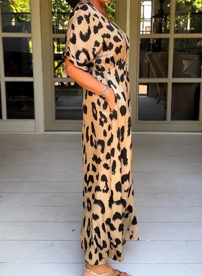Wild leopard V-neck maxi dress