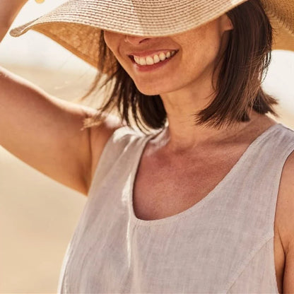Lola - Sleeveless cotton and linen dress for women