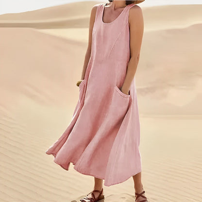 Sleeveless cotton dress for women