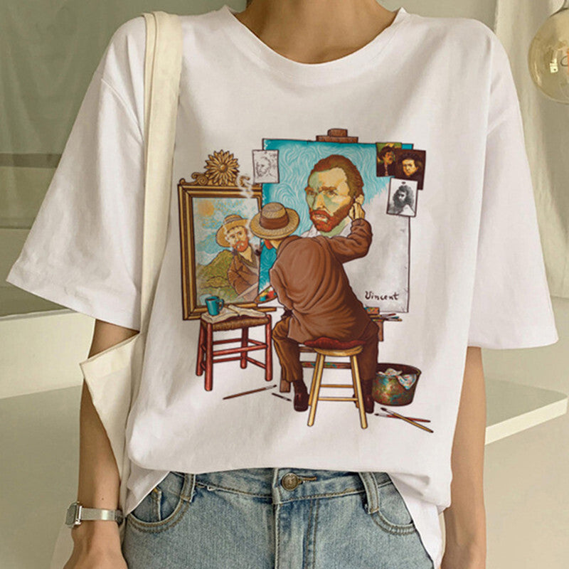 Van Gogh oil painting print T-shirt